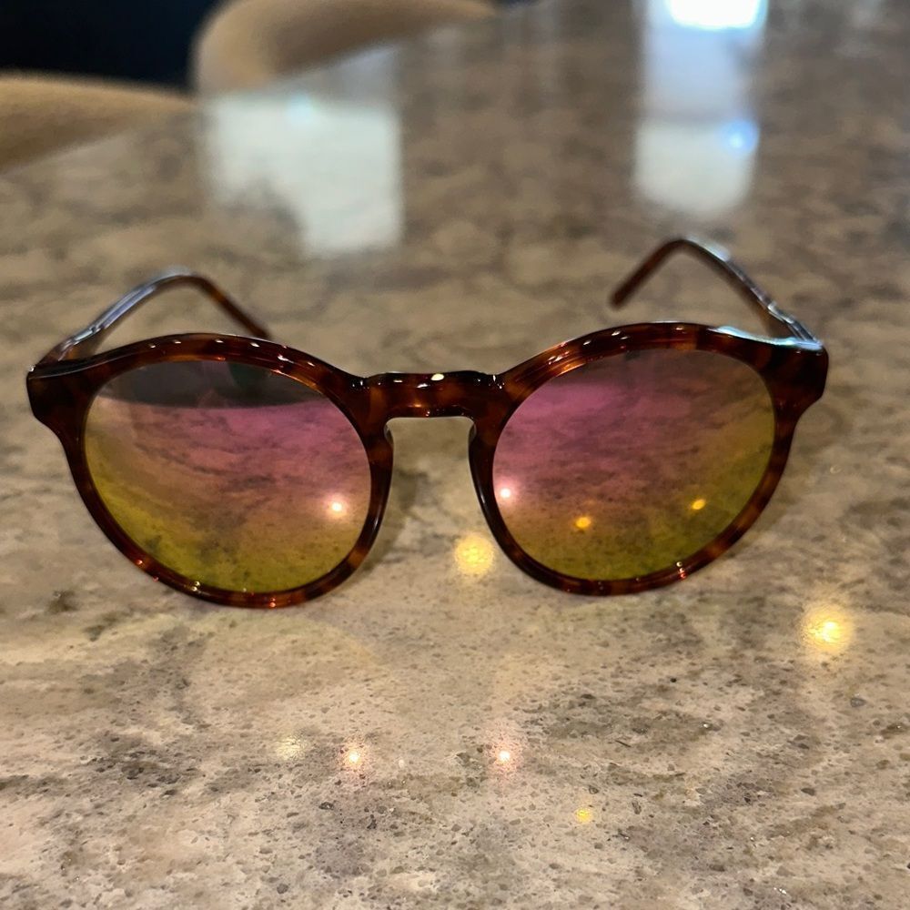 Boy Meets Girl Tortoise Shell Sunglasses with Pink and Yellow Lenses